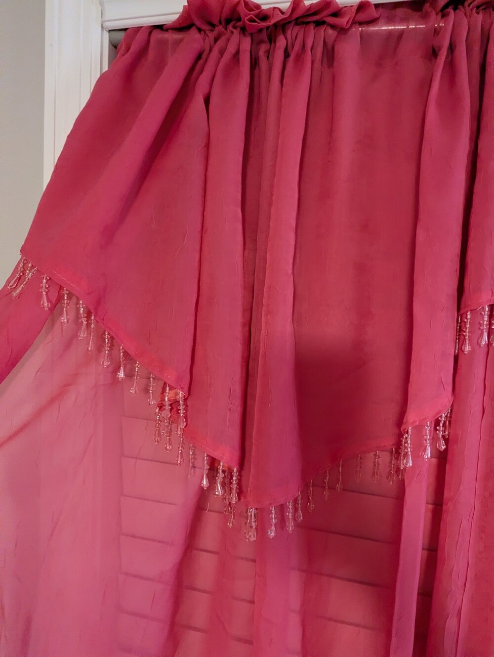 Pink transparent curtains